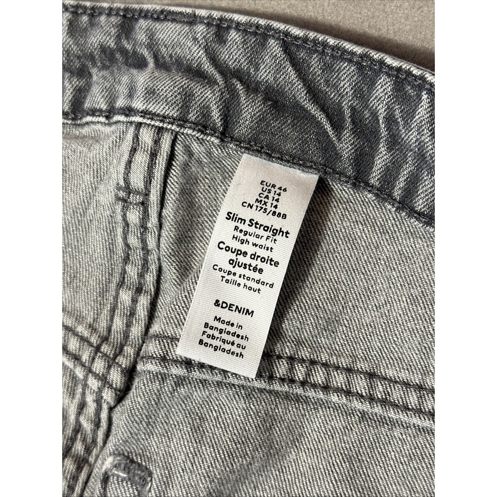 H&M Women's Denim Gray/black Slim Straight Jeans Size 14 - Picture 5 of 6